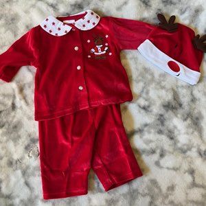 0-3 mos Baby Christmas Layette Reindeer 3pc Set NIB